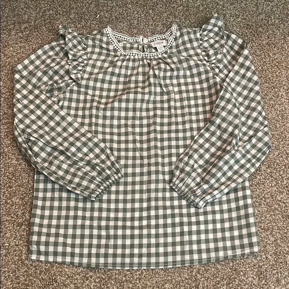 J. Crew Gingham Long Sleeve Blouse